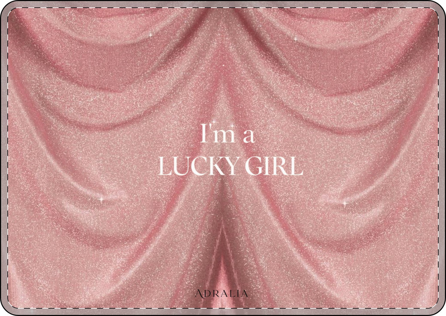 Pink Glitter 'I'm a Lucky Girl' MacBook Case — Feminine Sparkle Laptop Cover