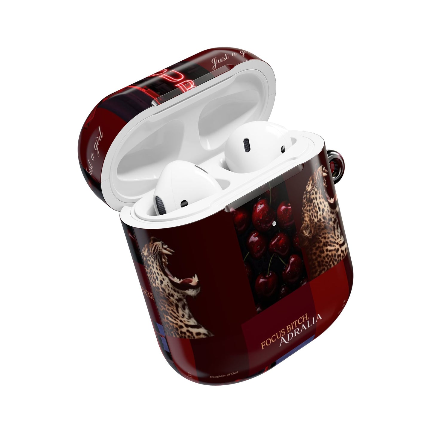 Focus Bitch AirPod Case — Red Leopard Graphic Protective Cover