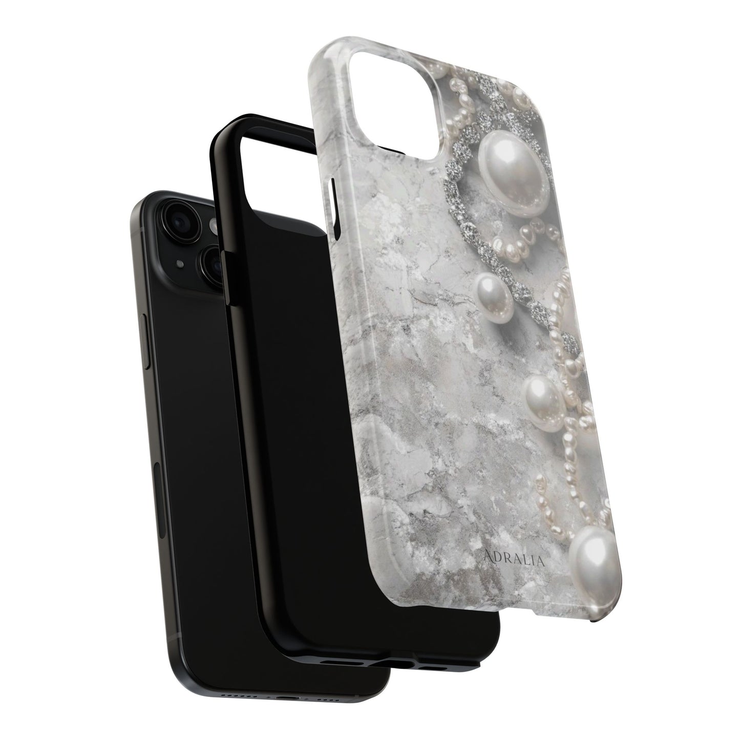 Pearl Luxe Tough Phone Case — Elegant Pearl & Crystal Protective Cover