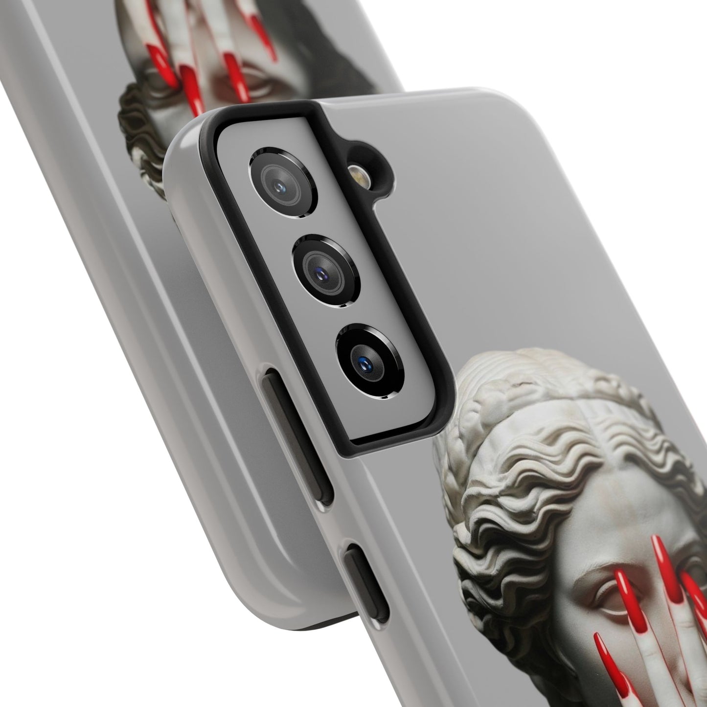 Statue with Red Nails Phone Case — Moody Classical Art Protective Case