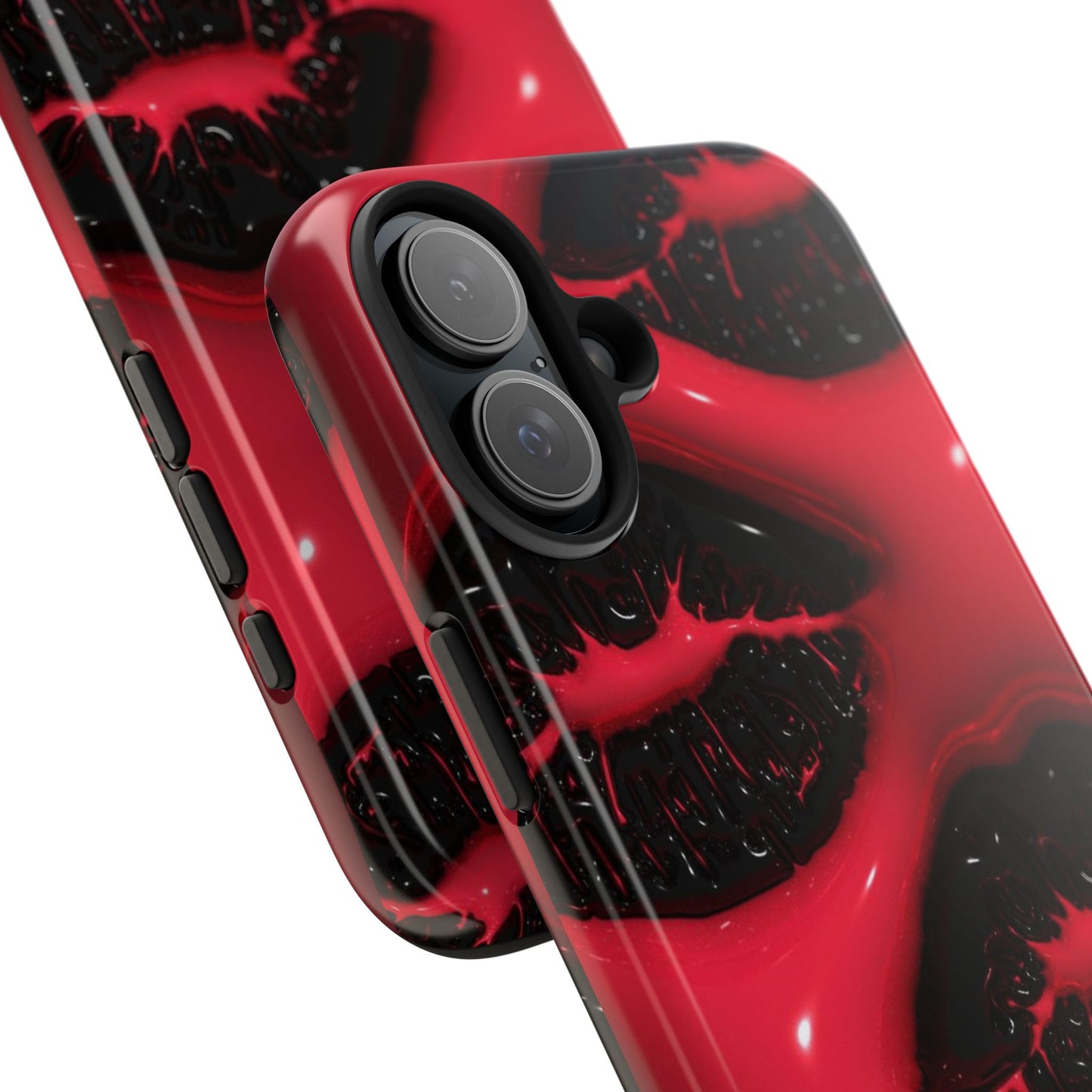 Tough Phone Case – Red Gloss Kiss Print, Shockproof Protective Cover