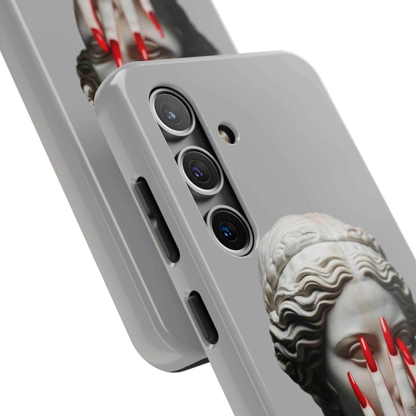 Statue with Red Nails Phone Case — Moody Classical Art Protective Case
