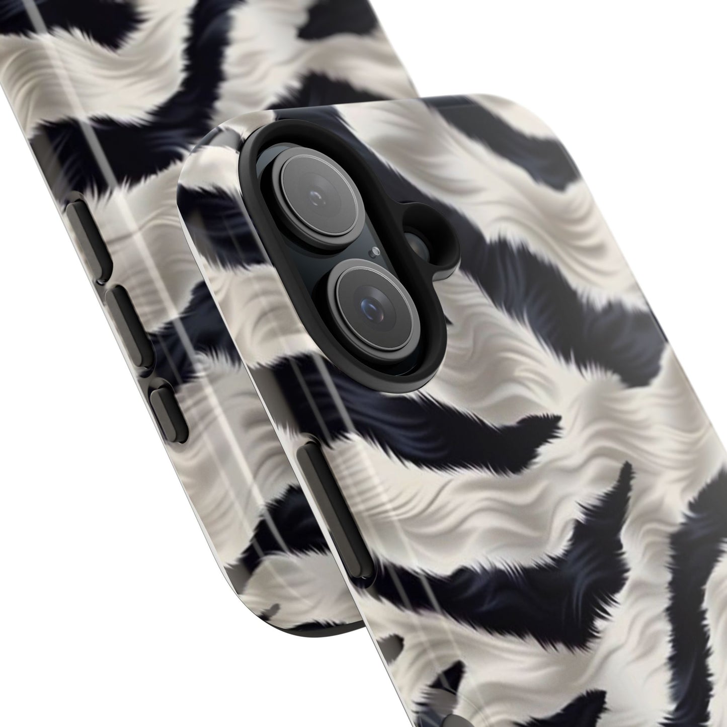 Faux Fur Zebra Tough Phone Case — Black & Ivory Animal Print