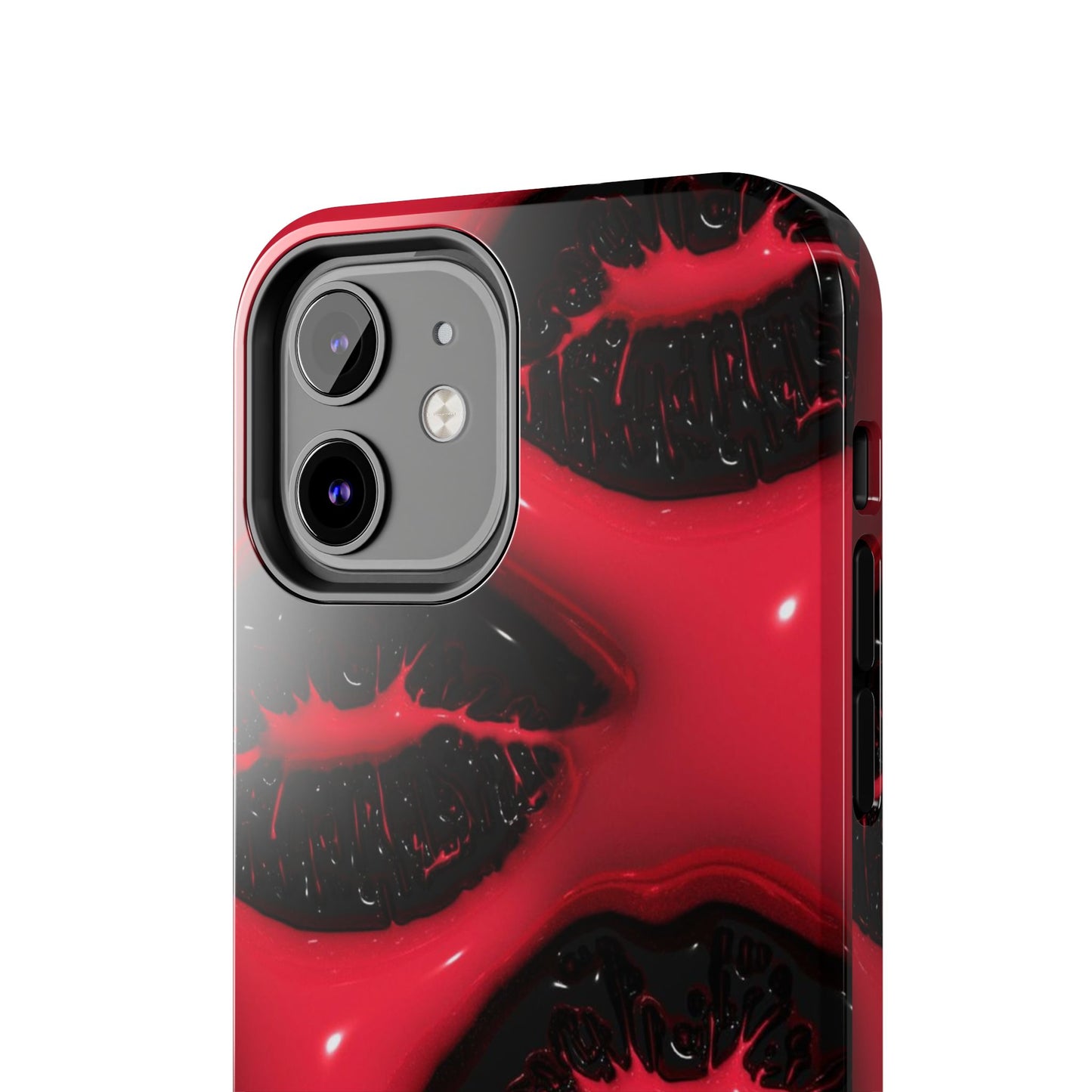 Tough Phone Case – Red Gloss Kiss Print, Shockproof Protective Cover