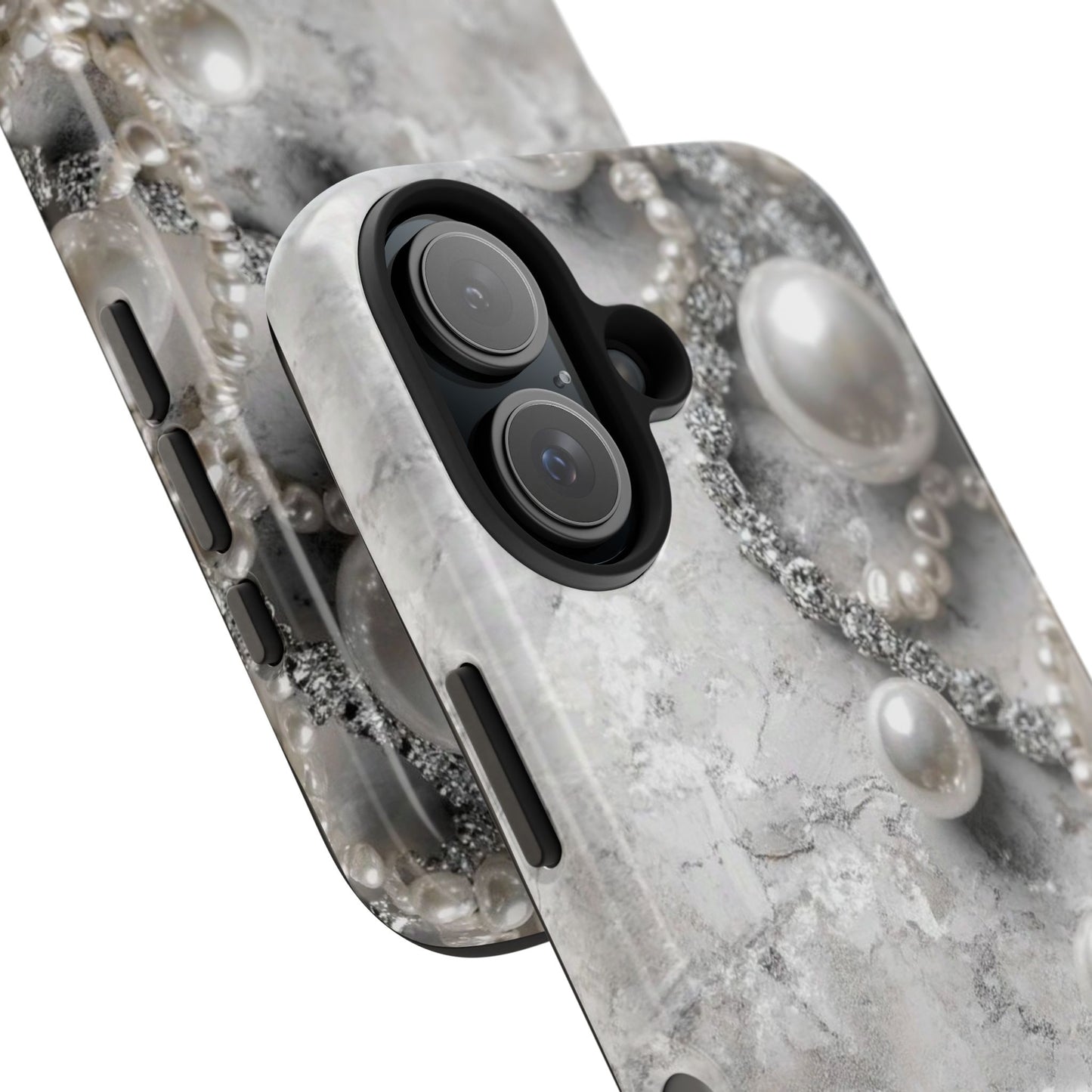 Pearl Luxe Tough Phone Case — Elegant Pearl & Crystal Protective Cover