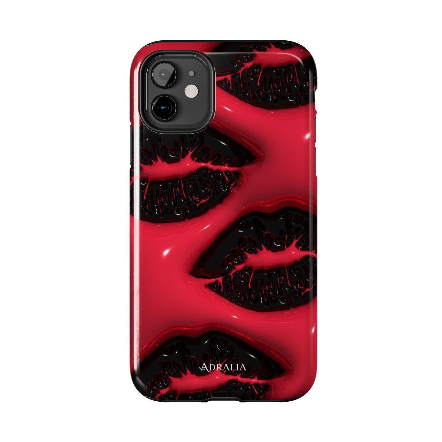Tough Phone Case – Red Gloss Kiss Print, Shockproof Protective Cover