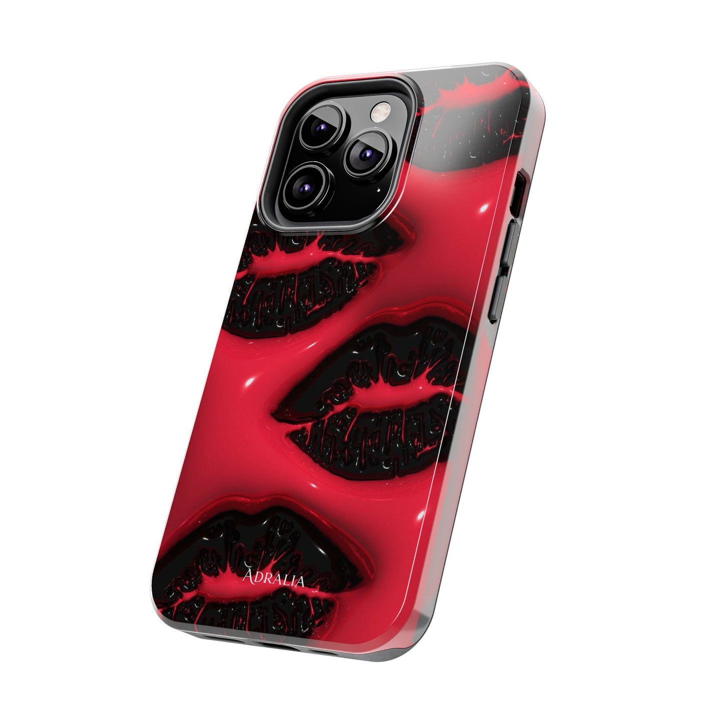 Tough Phone Case – Red Gloss Kiss Print, Shockproof Protective Cover