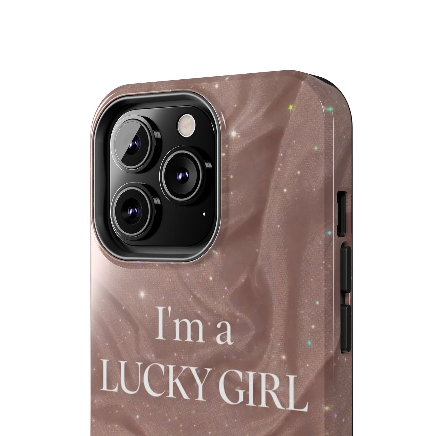 I'm a Lucky Girl Tough Phone Case – Sparkling Rose Marble Protective Cover