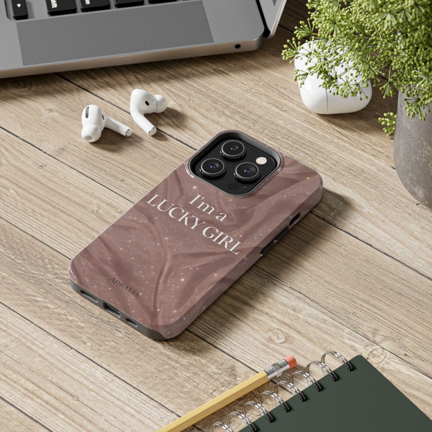 I'm a Lucky Girl Tough Phone Case – Sparkling Rose Marble Protective Cover