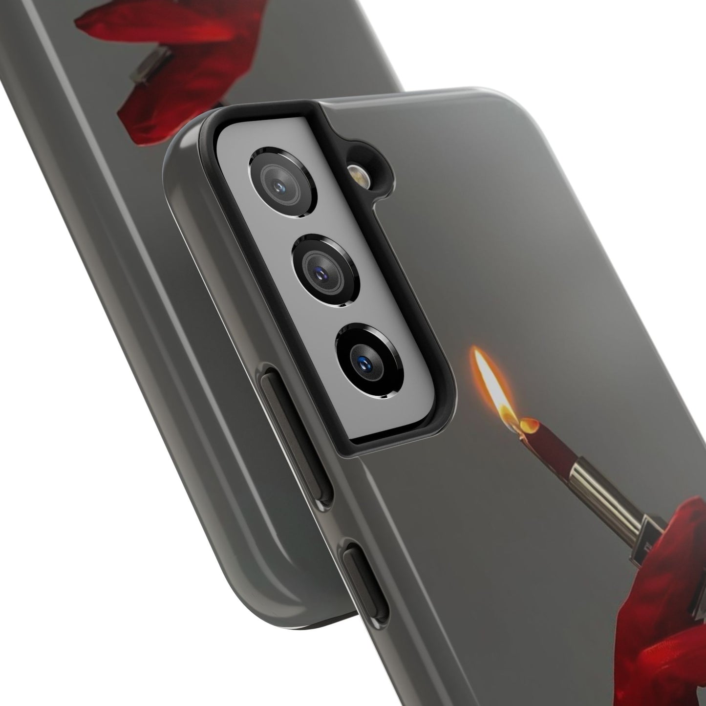 Red Glove Lighter Tough Phone Case — Dark Gothic Flame Protective Cover