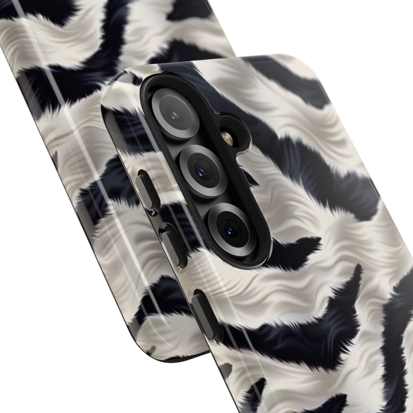 Faux Fur Zebra Tough Phone Case — Black & Ivory Animal Print