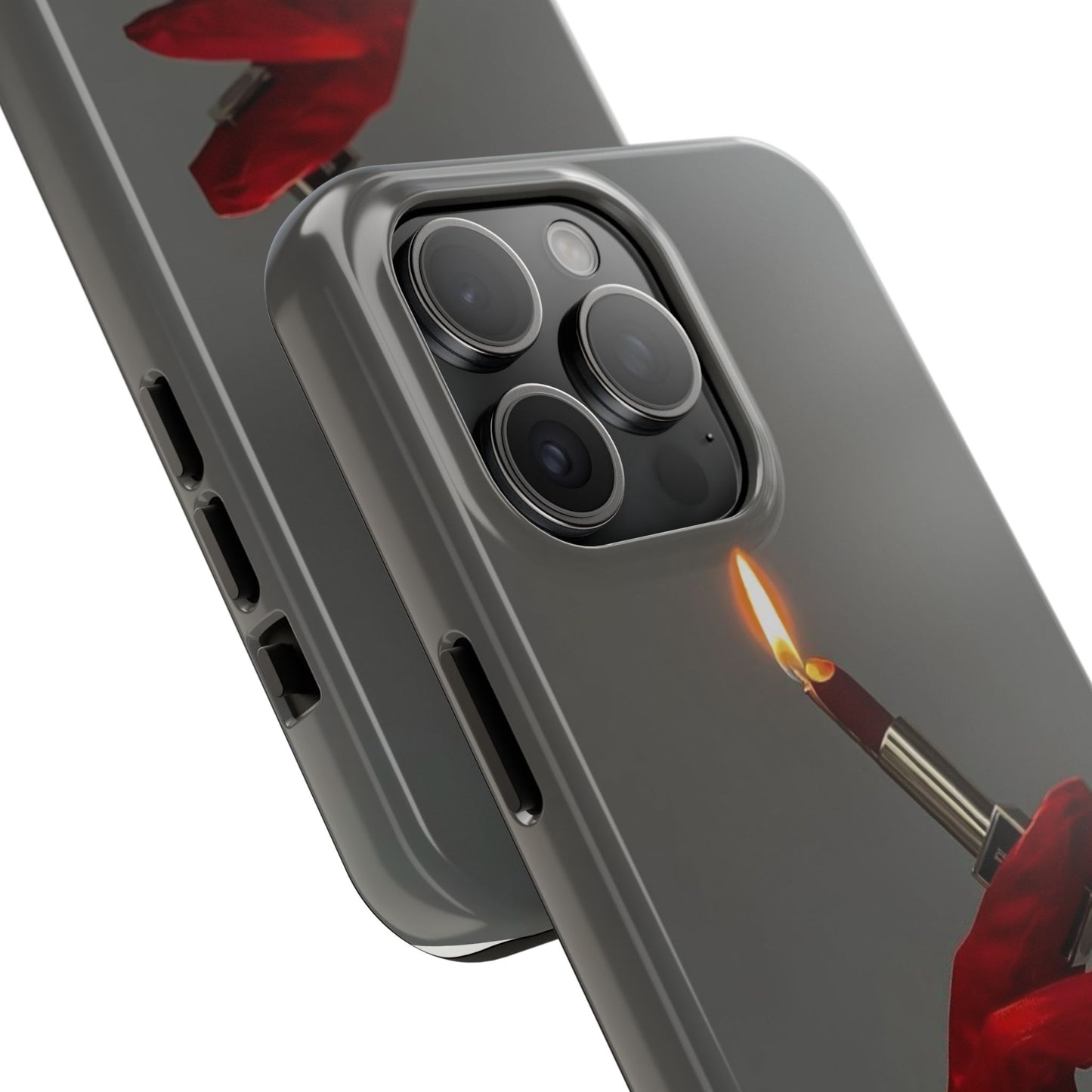 Red Glove Lighter Tough Phone Case — Dark Gothic Flame Protective Cover