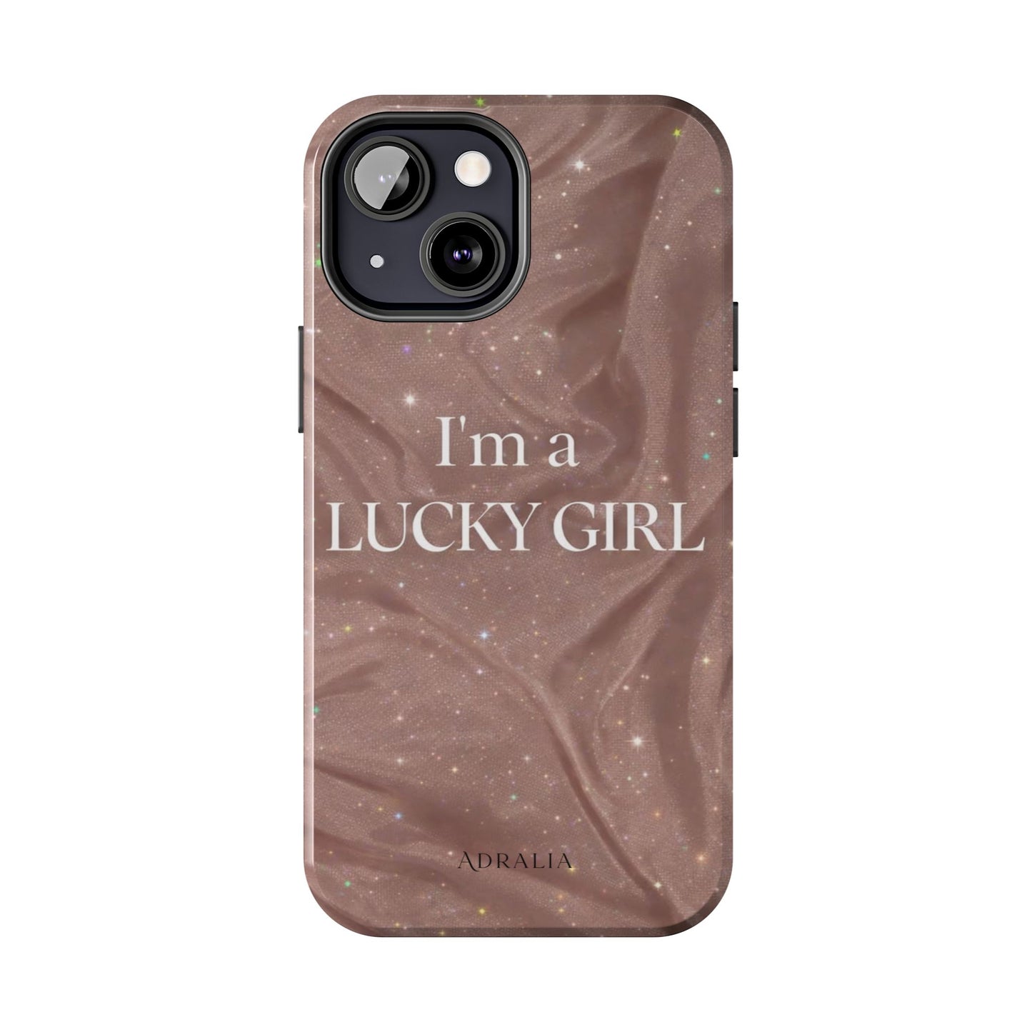 I'm a Lucky Girl Tough Phone Case – Sparkling Rose Marble Protective Cover