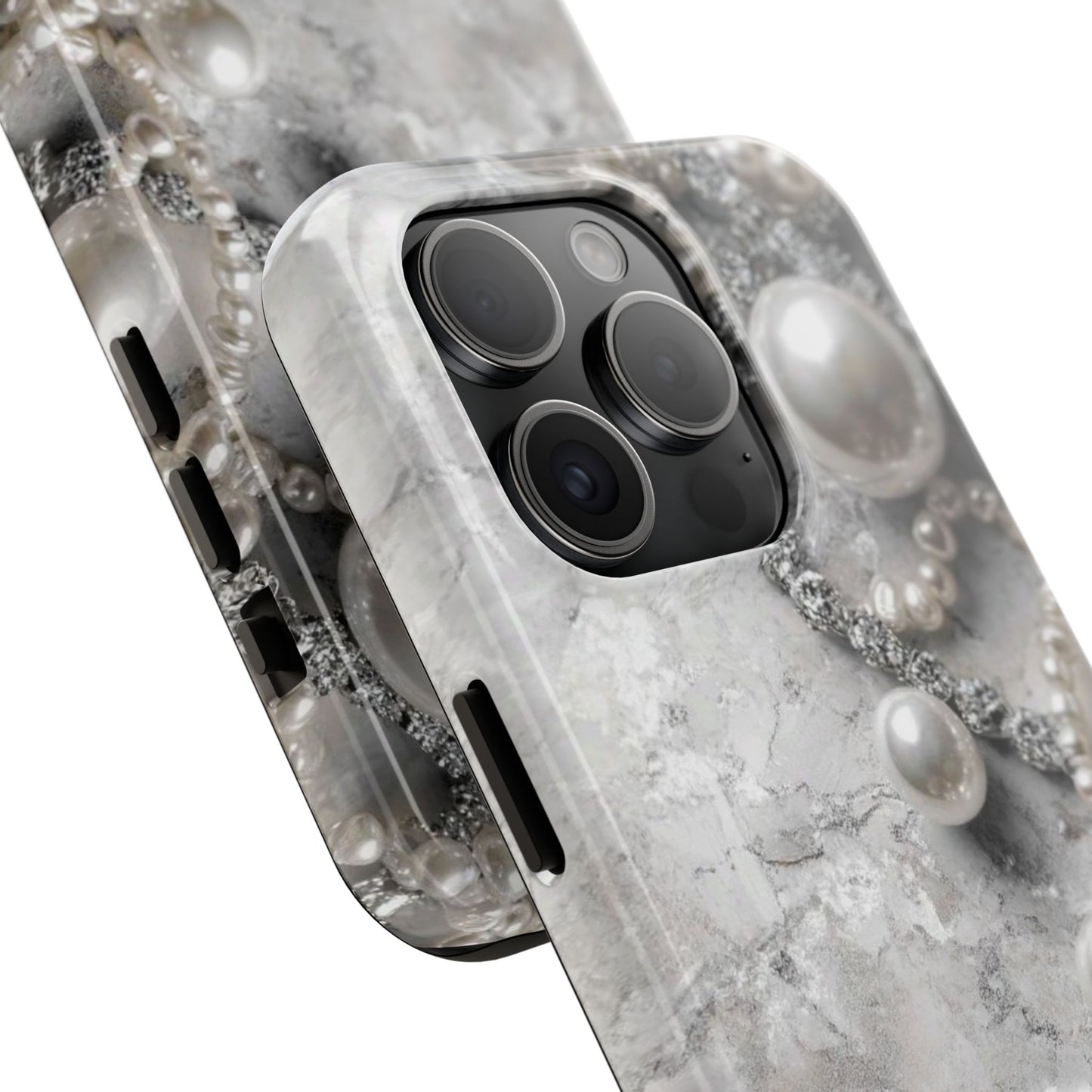 Pearl Luxe Tough Phone Case — Elegant Pearl & Crystal Protective Cover