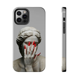 Statue with Red Nails Phone Case — Moody Classical Art Protective Case