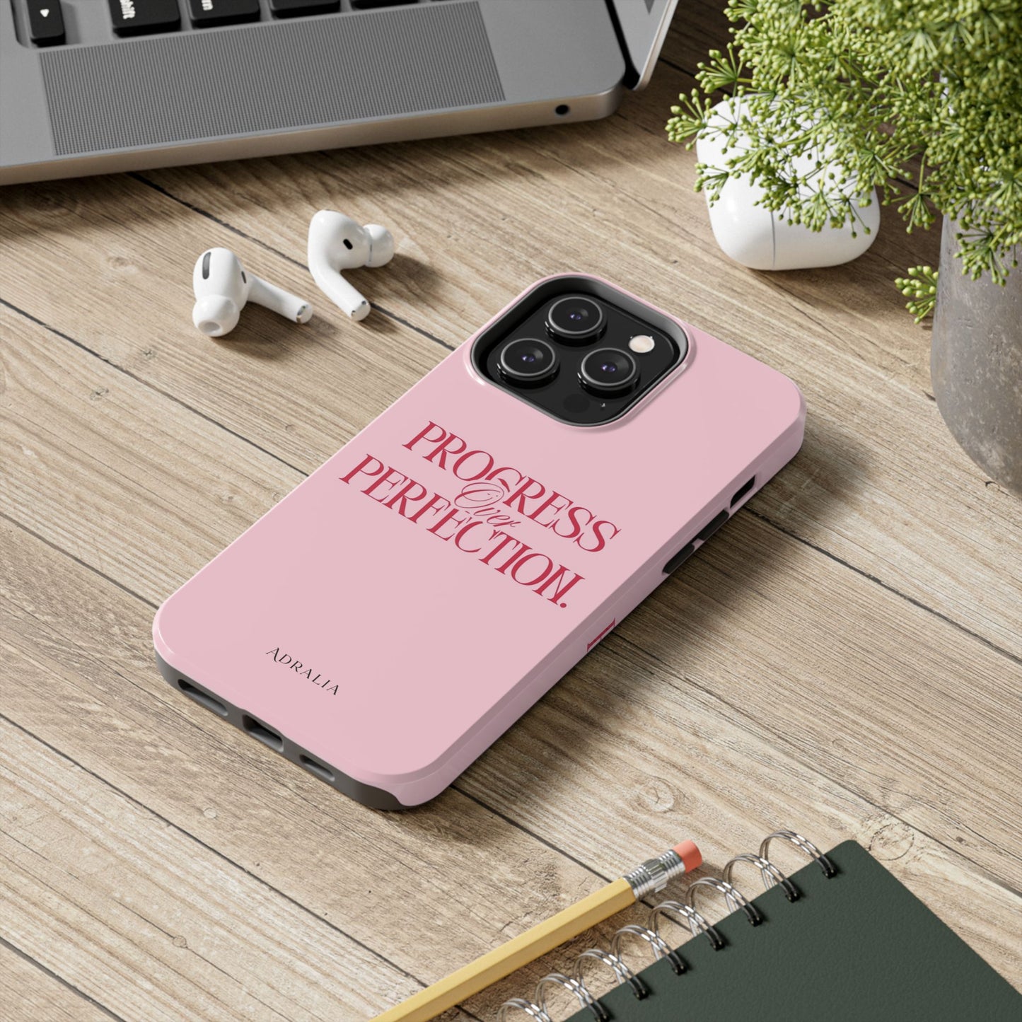 Progress Over Perfection Tough Phone Case — Pink Inspirational Protective Cover
