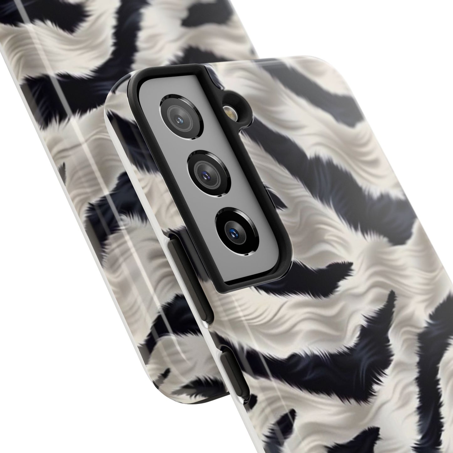 Faux Fur Zebra Tough Phone Case — Black & Ivory Animal Print