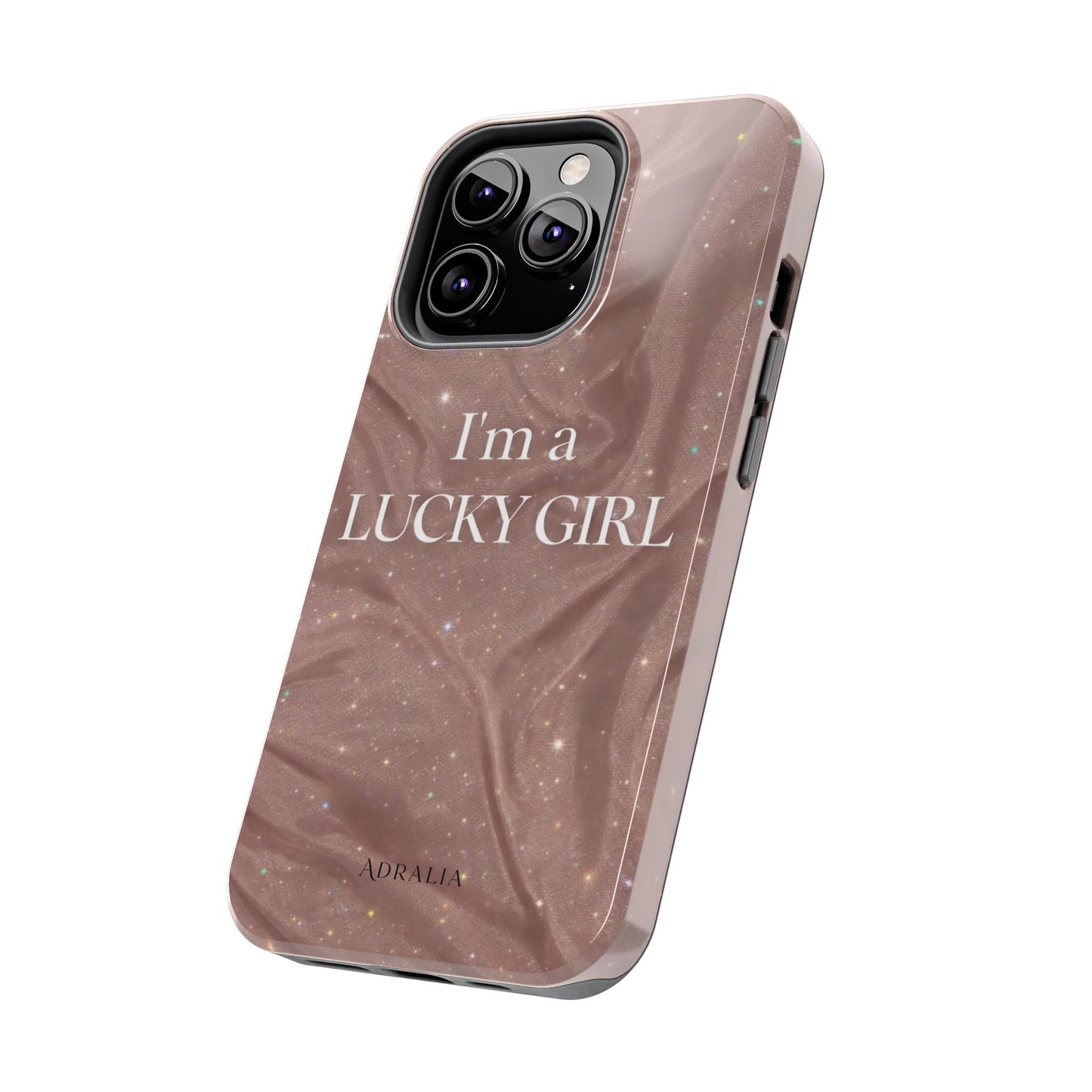 I'm a Lucky Girl Tough Phone Case – Sparkling Rose Marble Protective Cover