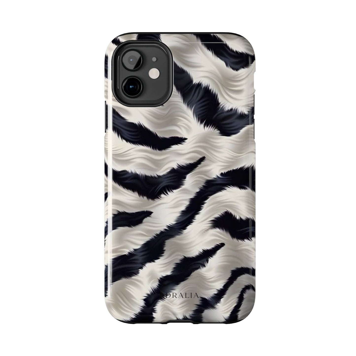Faux Fur Zebra Tough Phone Case — Black & Ivory Animal Print
