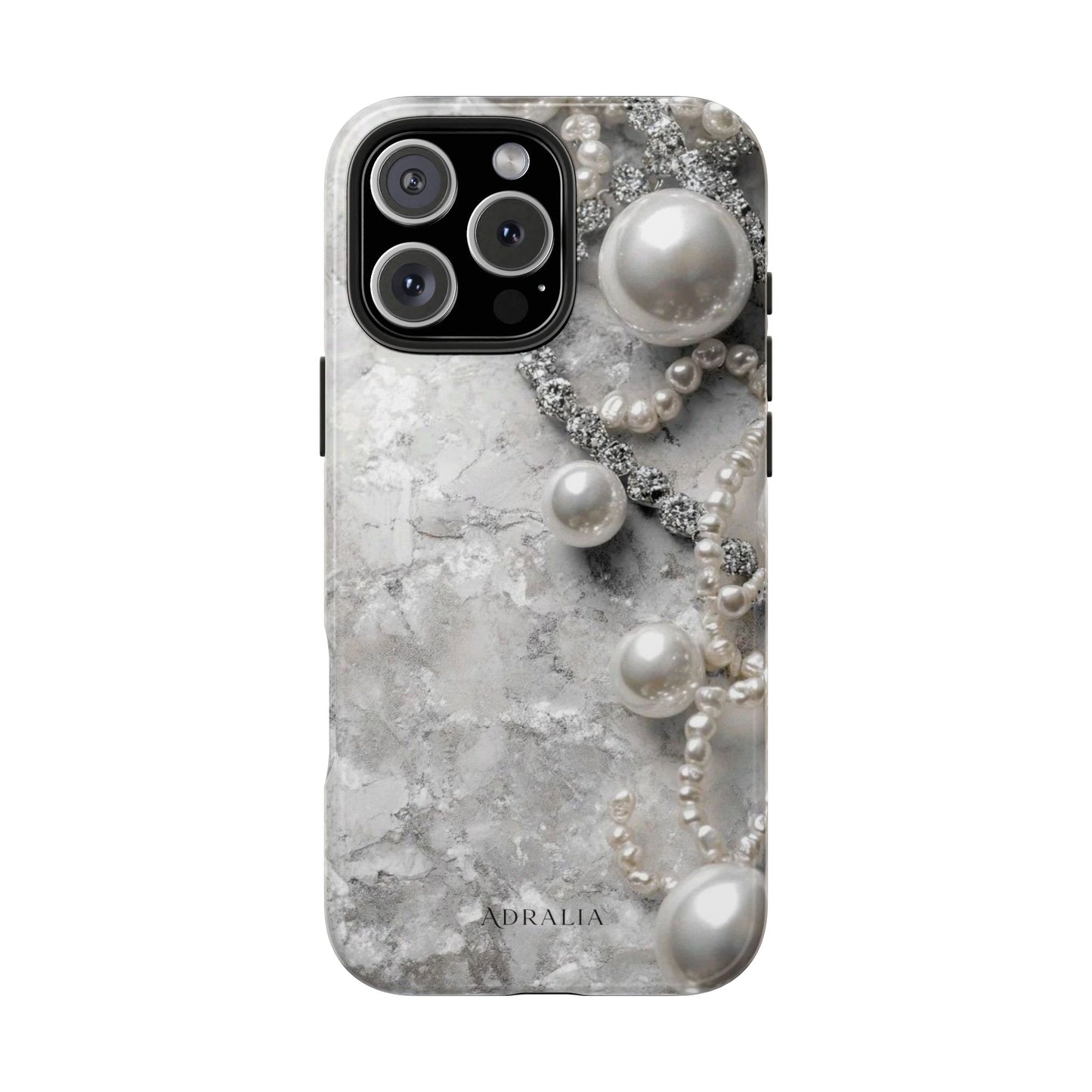 Pearl Luxe Tough Phone Case — Elegant Pearl & Crystal Protective Cover
