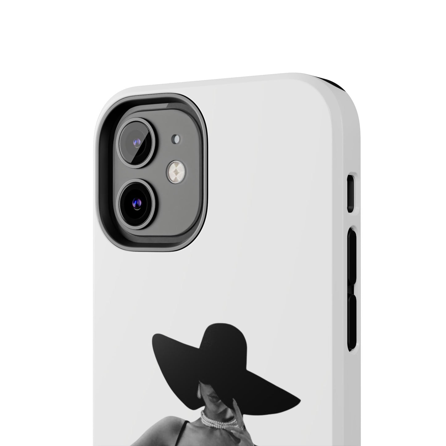 Tough Phone Case — Elegant Woman in Wide-Brim Hat Black & White Design