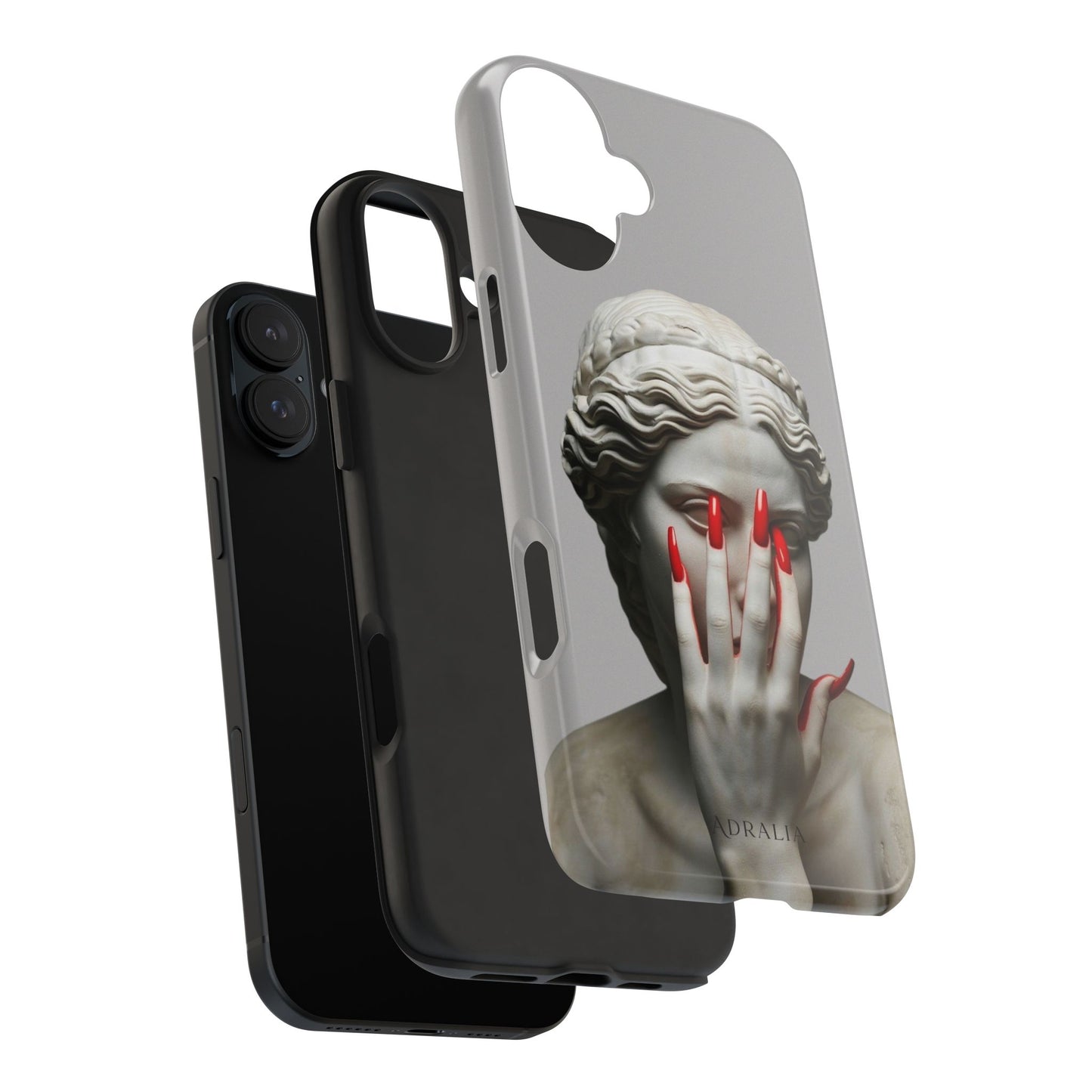 Statue with Red Nails Phone Case — Moody Classical Art Protective Case