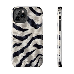 Faux Fur Zebra Tough Phone Case — Black & Ivory Animal Print