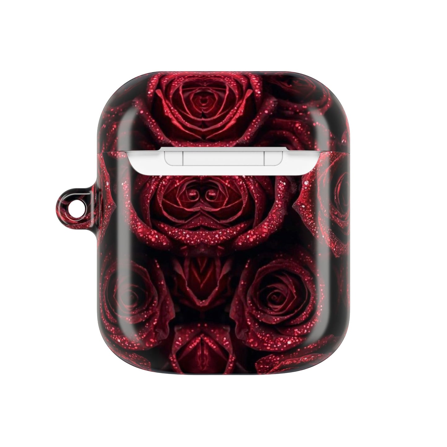 Rose Pattern AirPod Case — Red Floral Protective Cover with 'Adralia' Accent