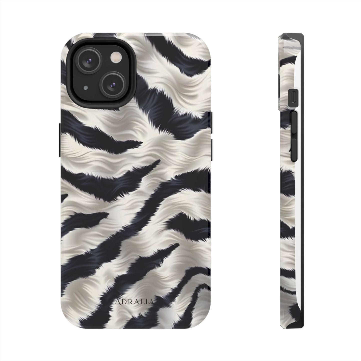 Faux Fur Zebra Tough Phone Case — Black & Ivory Animal Print