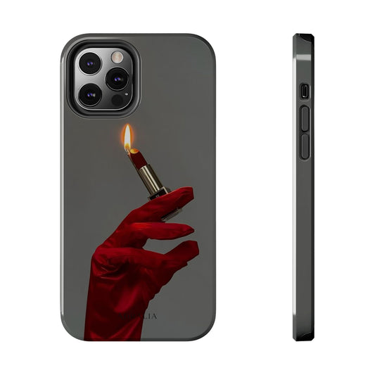 Red Glove Lighter Tough Phone Case — Dark Gothic Flame Protective Cover
