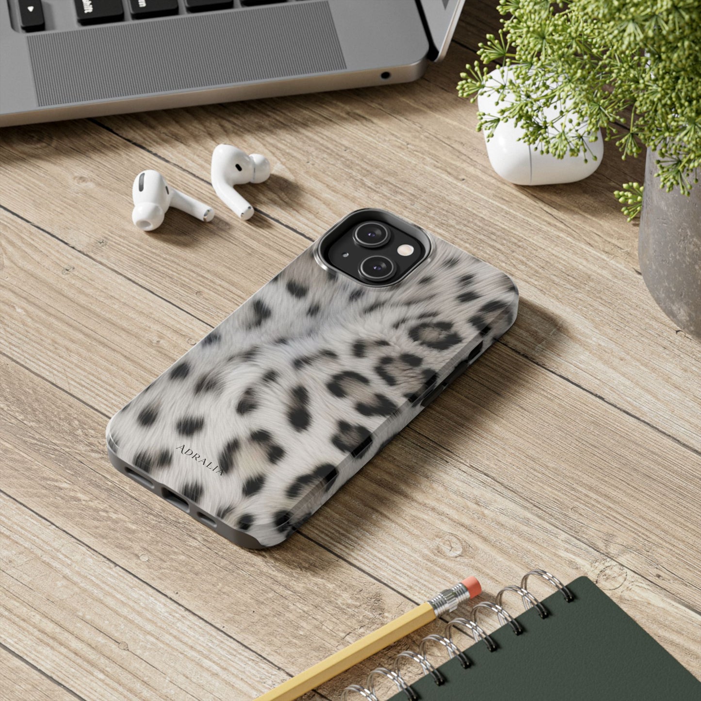 Leopard Fur Tough Phone Case — White Snow Cheetah Protective Cover