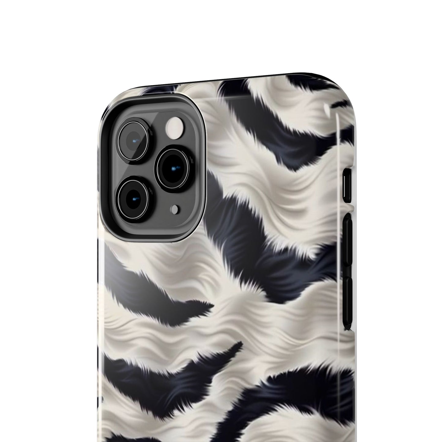 Faux Fur Zebra Tough Phone Case — Black & Ivory Animal Print