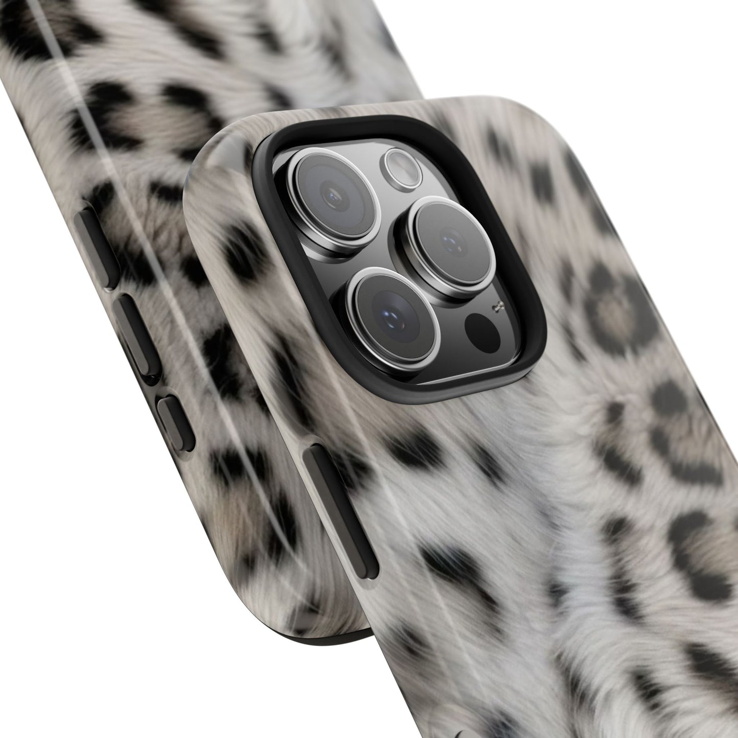 Leopard Fur Tough Phone Case — White Snow Cheetah Protective Cover