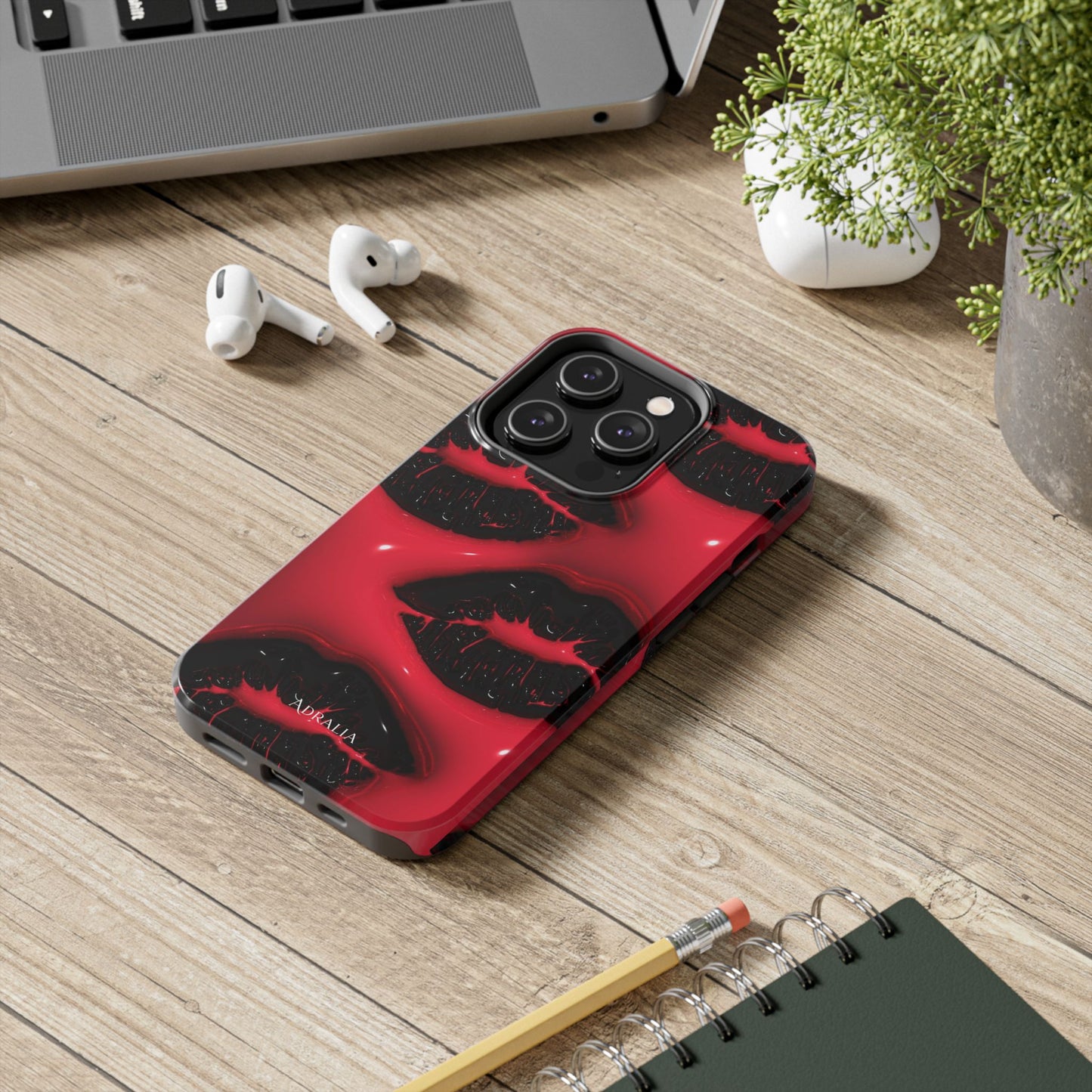 Tough Phone Case – Red Gloss Kiss Print, Shockproof Protective Cover