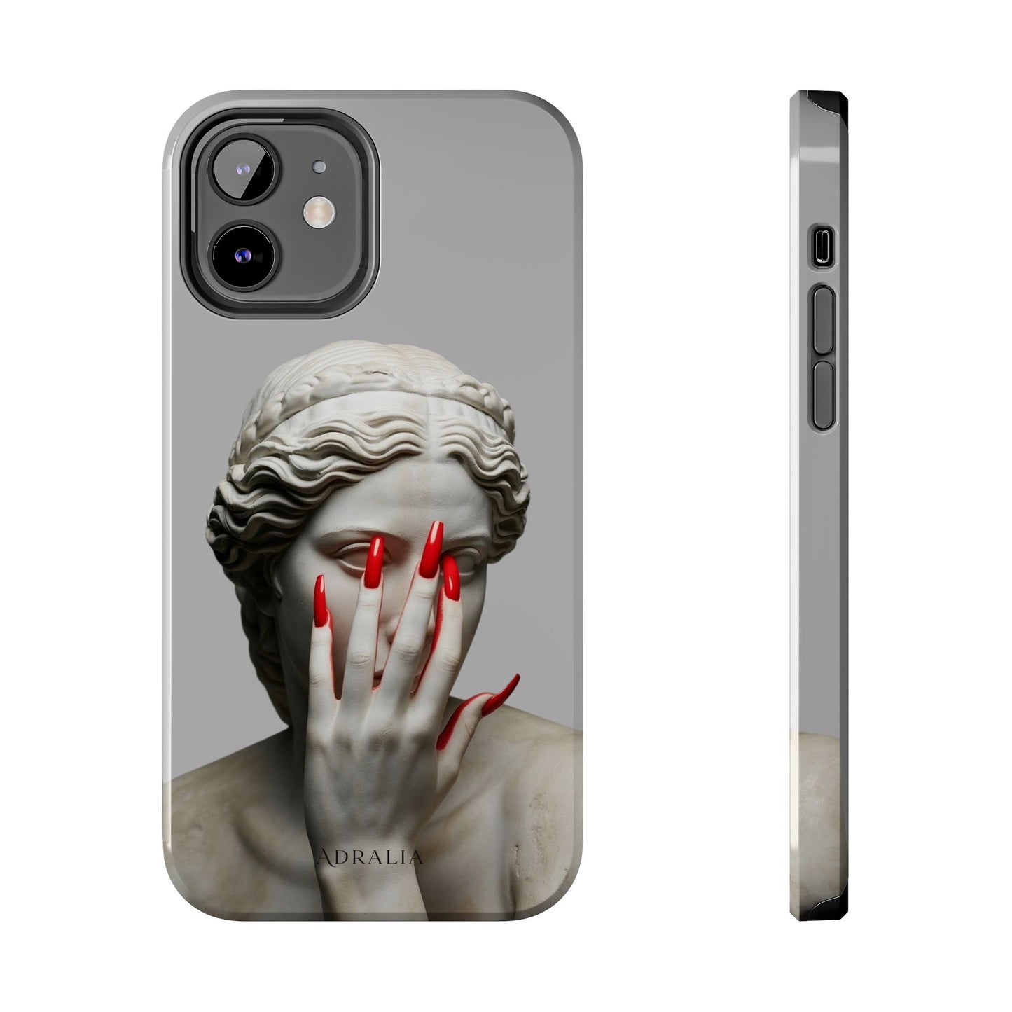 Statue with Red Nails Phone Case — Moody Classical Art Protective Case