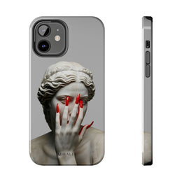 Statue with Red Nails Phone Case — Moody Classical Art Protective Case
