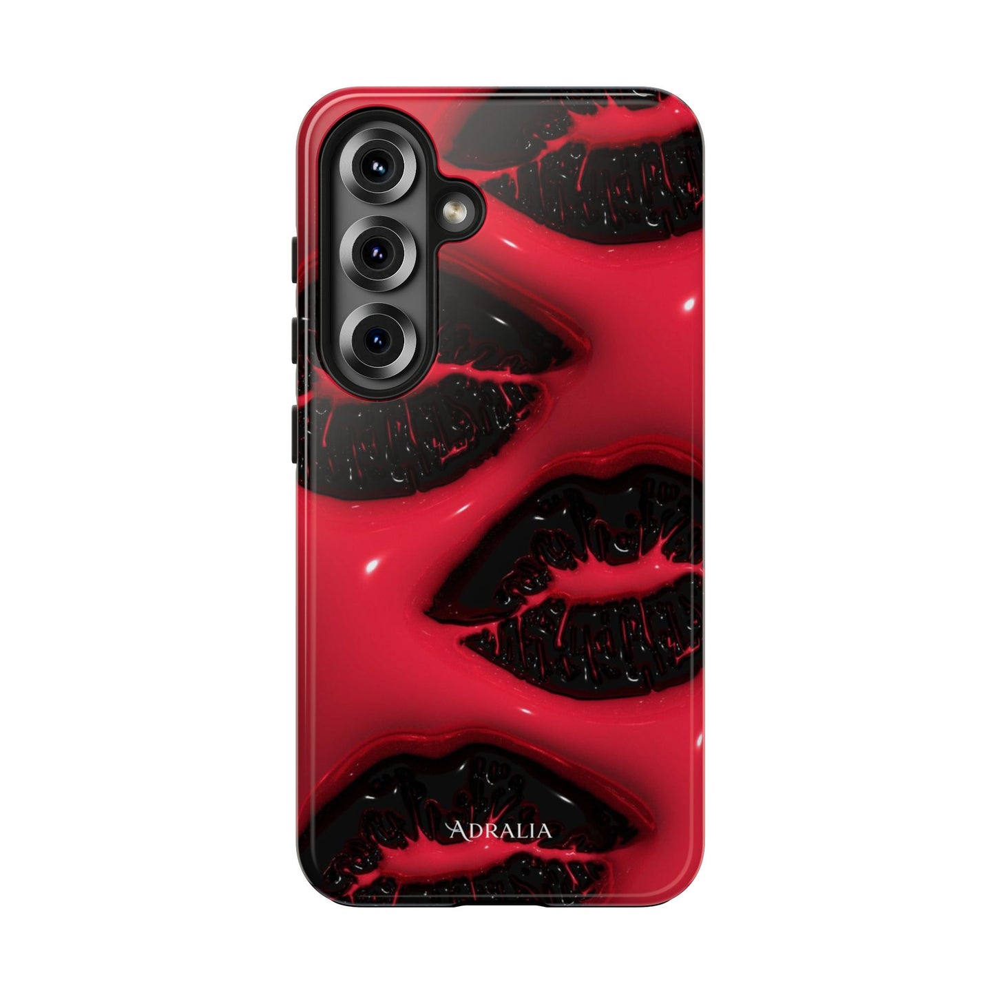 Tough Phone Case – Red Gloss Kiss Print, Shockproof Protective Cover