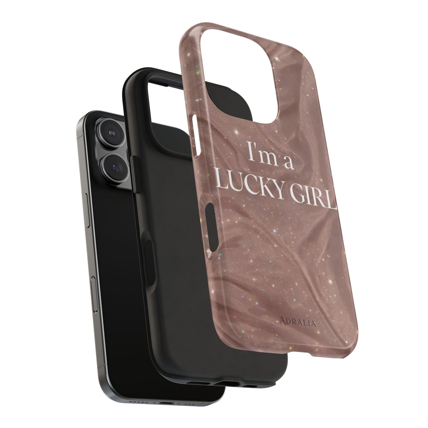 I'm a Lucky Girl Tough Phone Case – Sparkling Rose Marble Protective Cover