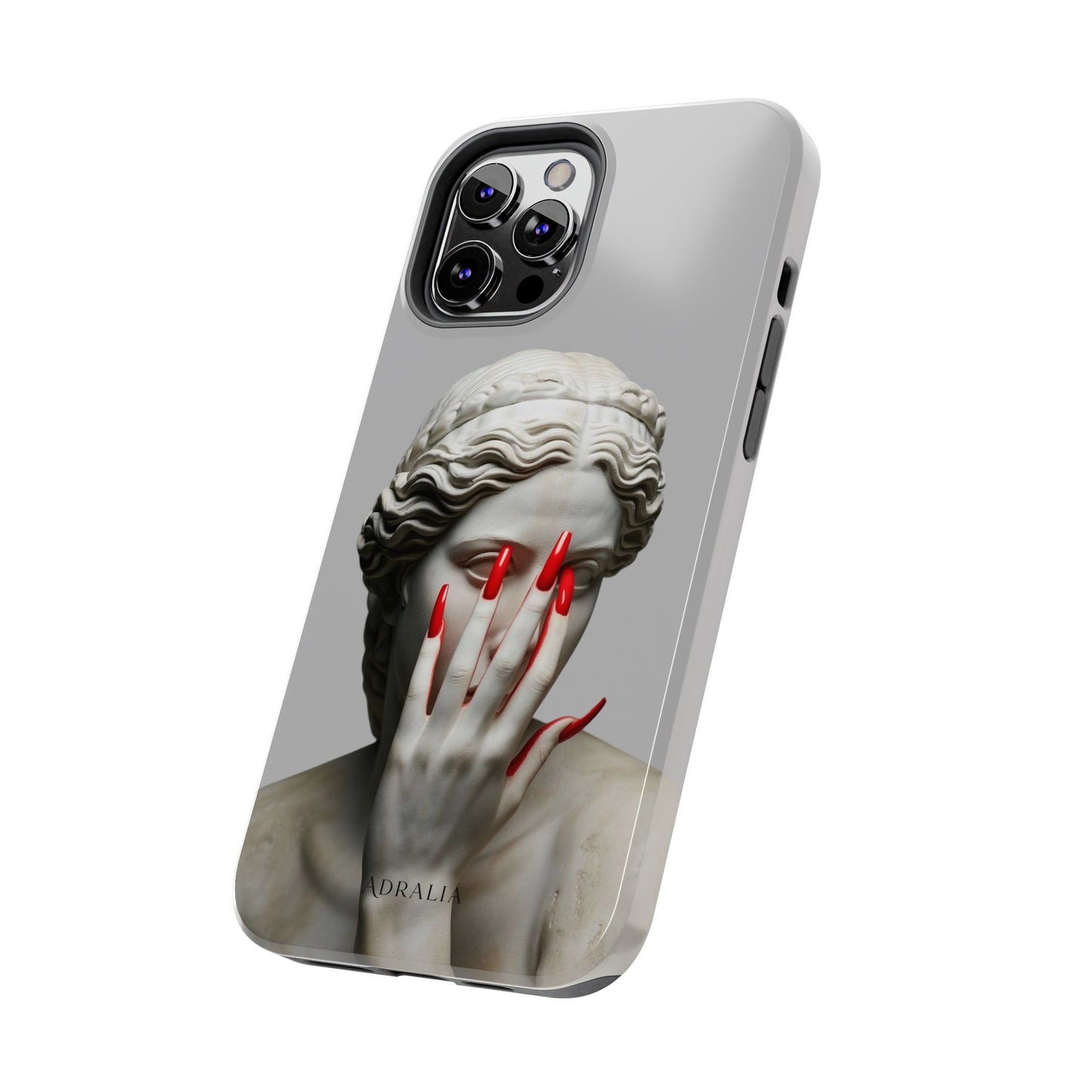 Statue with Red Nails Phone Case — Moody Classical Art Protective Case