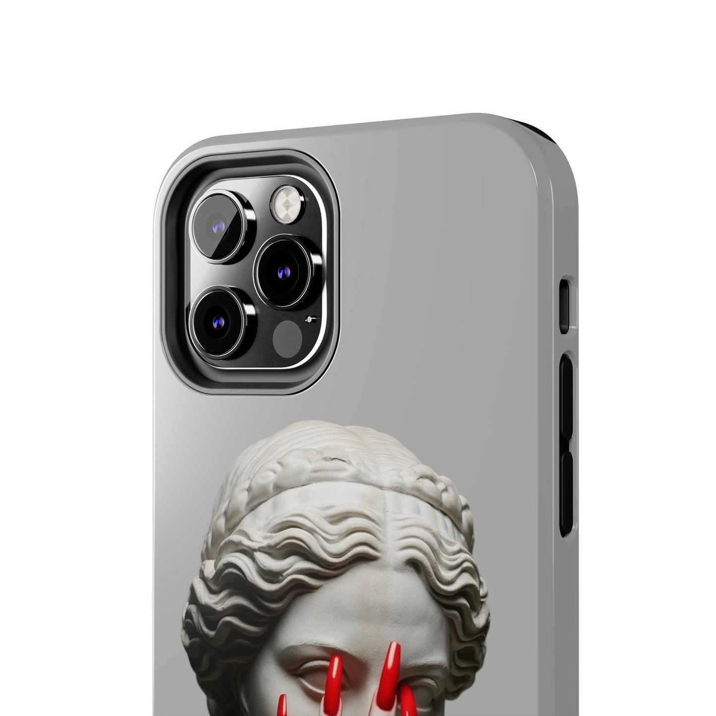 Statue with Red Nails Phone Case — Moody Classical Art Protective Case