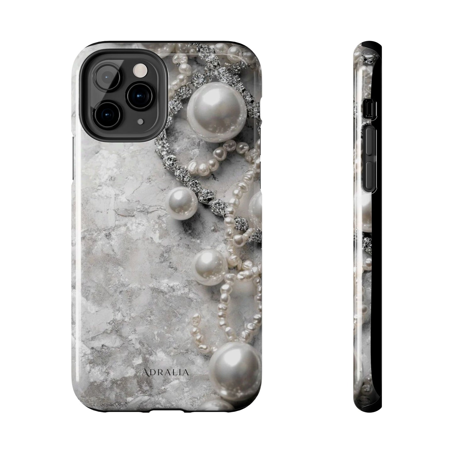 Pearl Luxe Tough Phone Case — Elegant Pearl & Crystal Protective Cover
