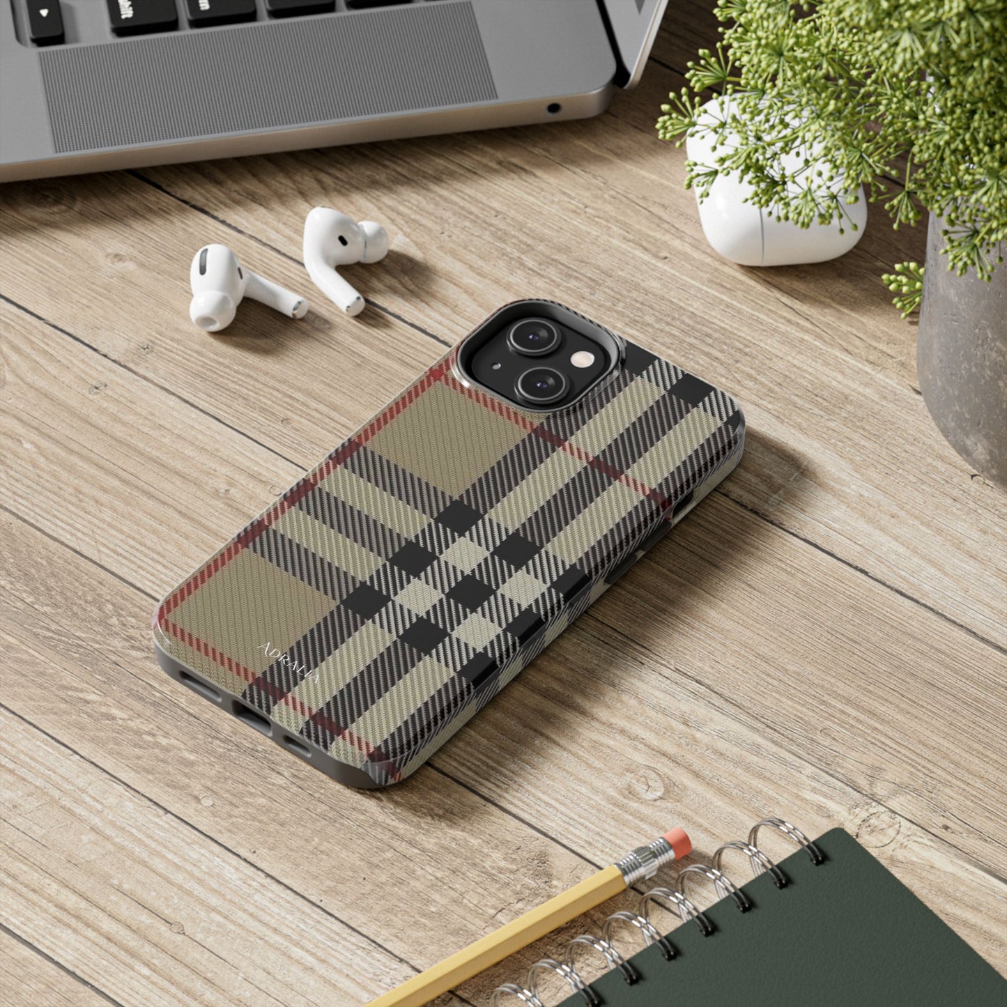 Plaid Tough Phone Case — Classic Beige Check Protective Cover