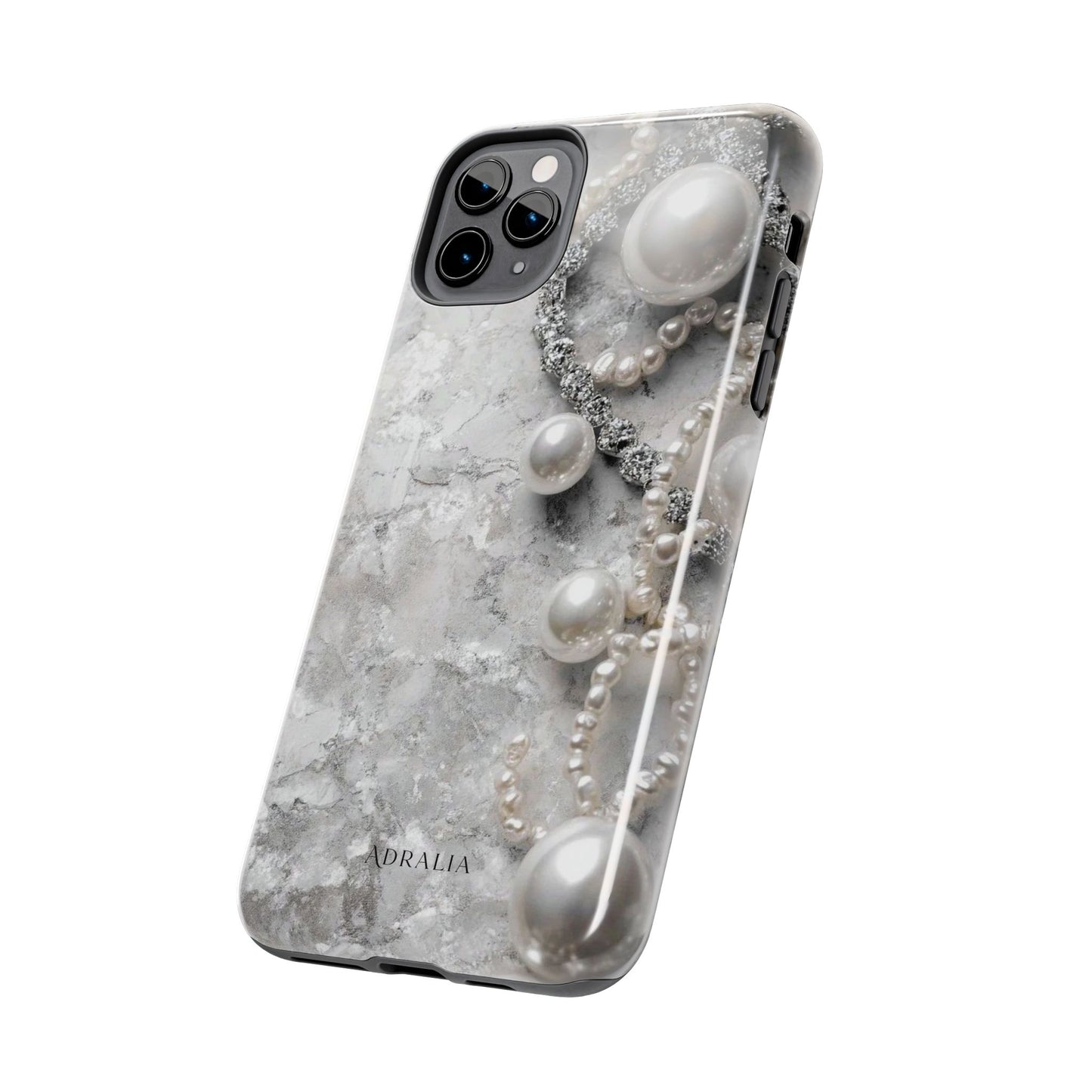 Pearl Luxe Tough Phone Case — Elegant Pearl & Crystal Protective Cover