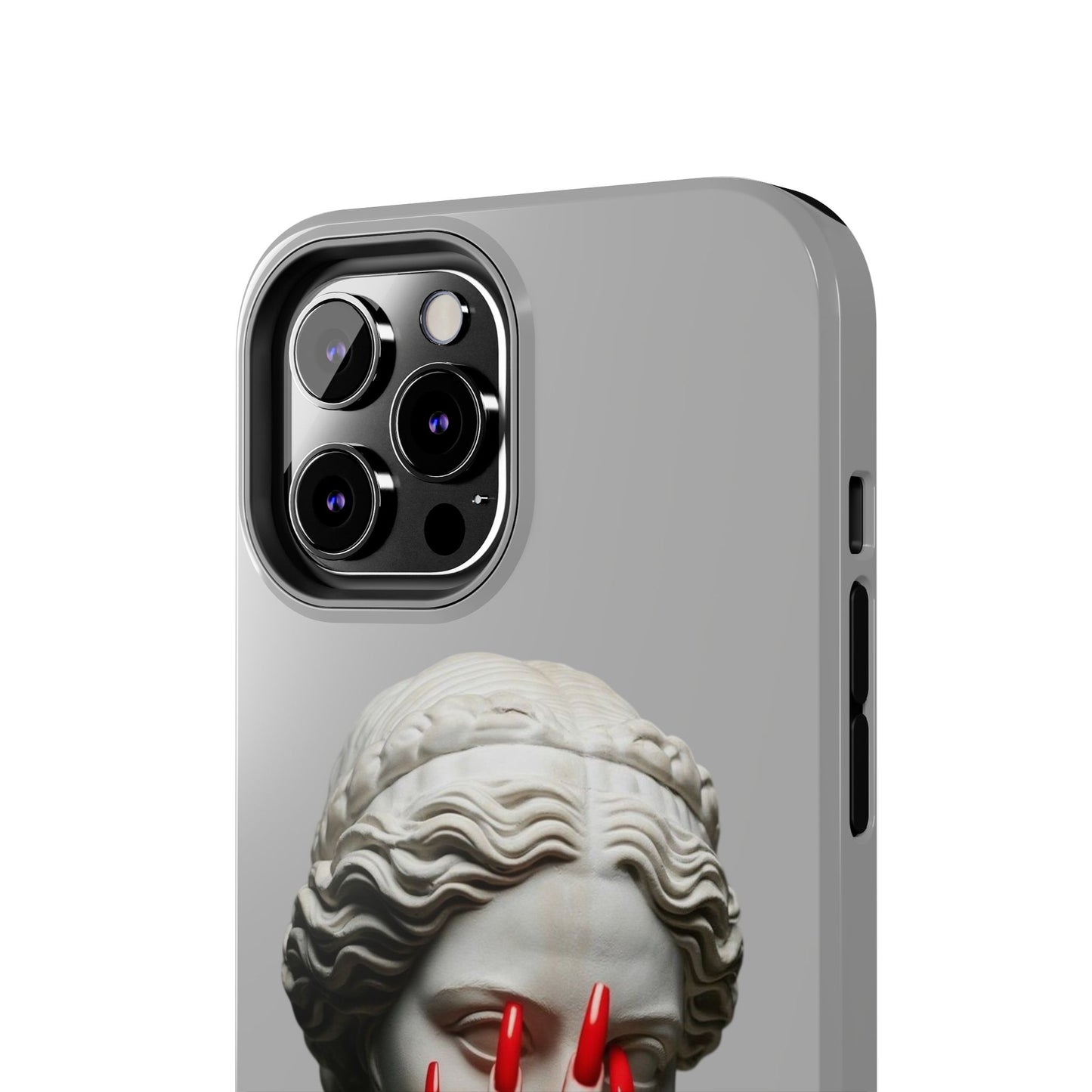 Statue with Red Nails Phone Case — Moody Classical Art Protective Case