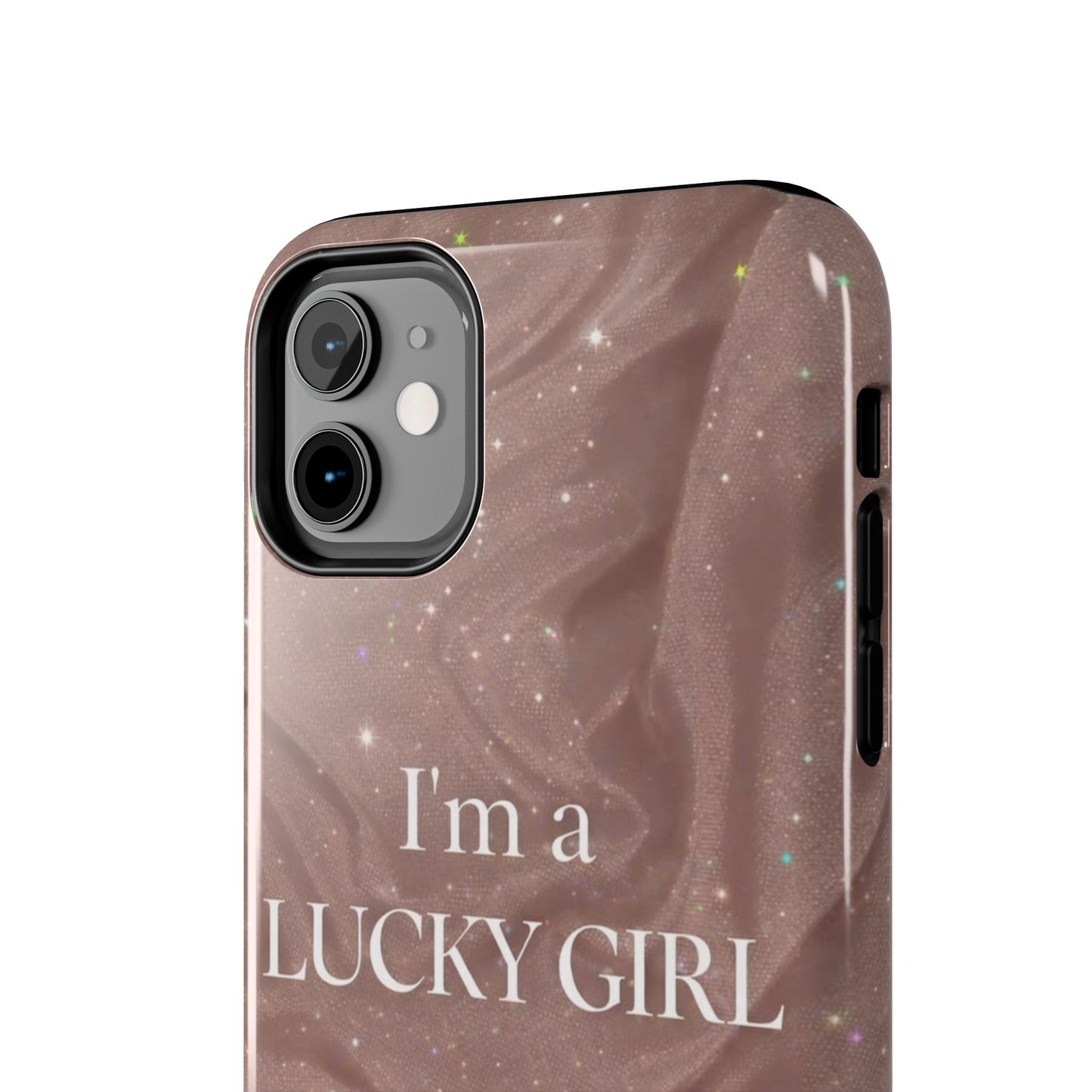 I'm a Lucky Girl Tough Phone Case – Sparkling Rose Marble Protective Cover