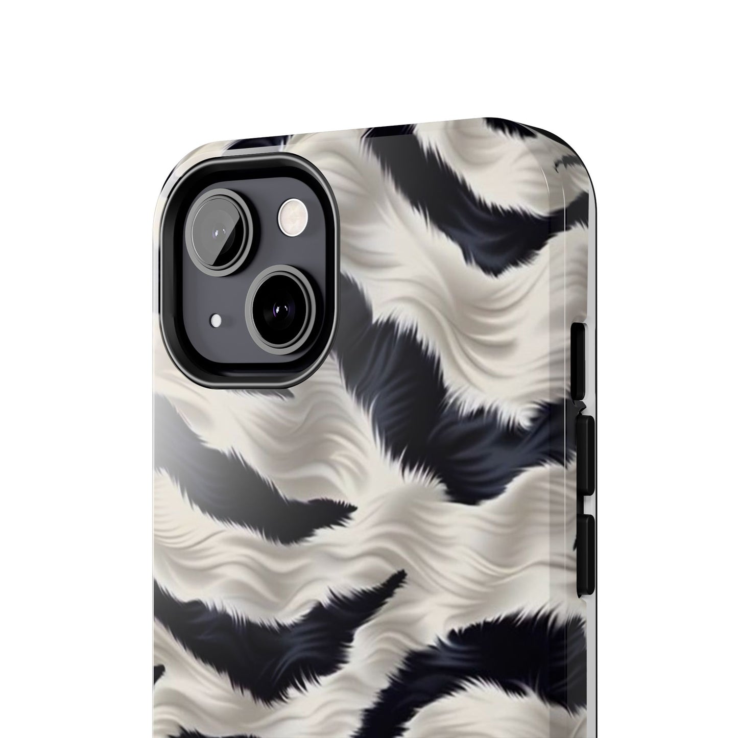 Faux Fur Zebra Tough Phone Case — Black & Ivory Animal Print