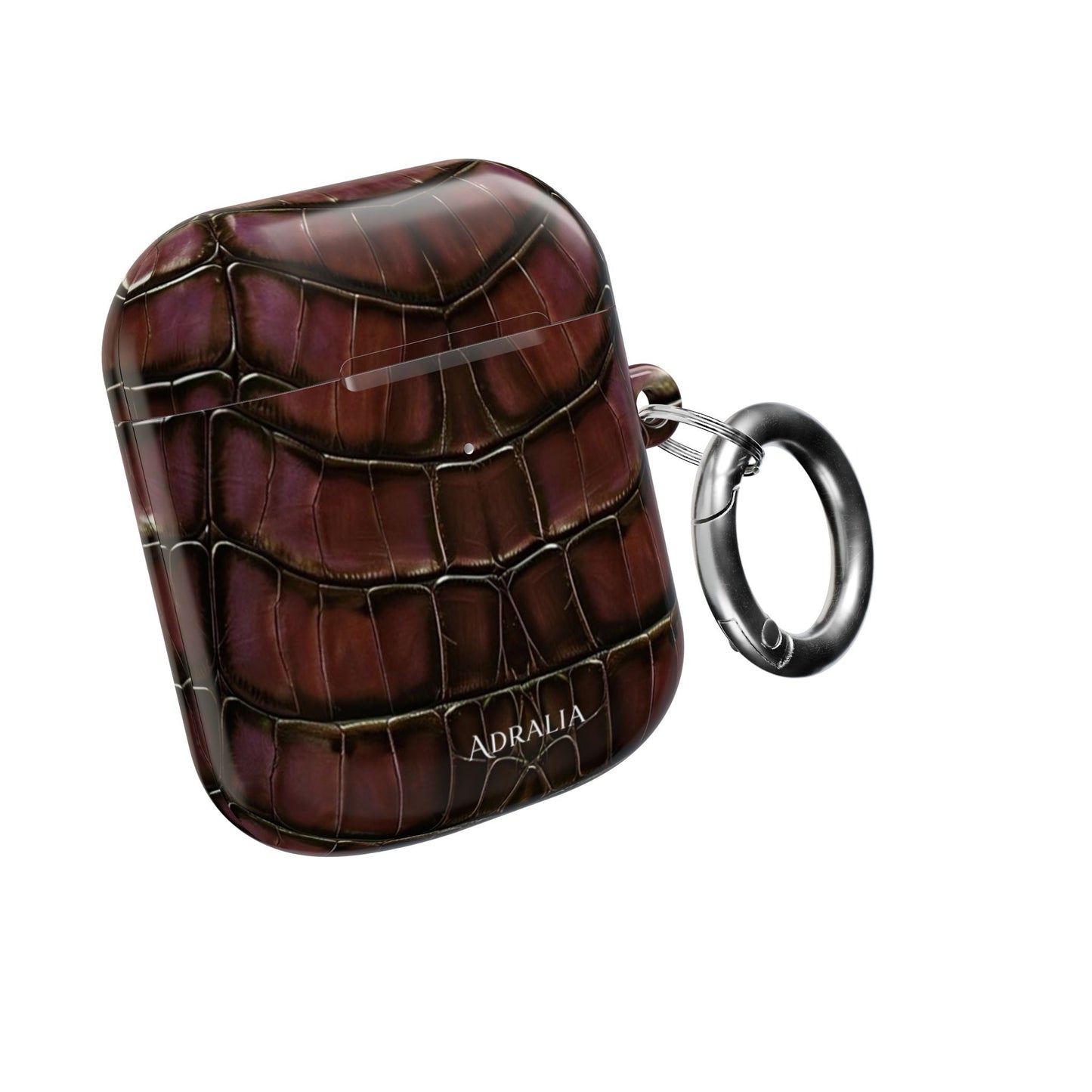 Croc-Embossed Burgundy AirPod Case – Luxe Protective Cover