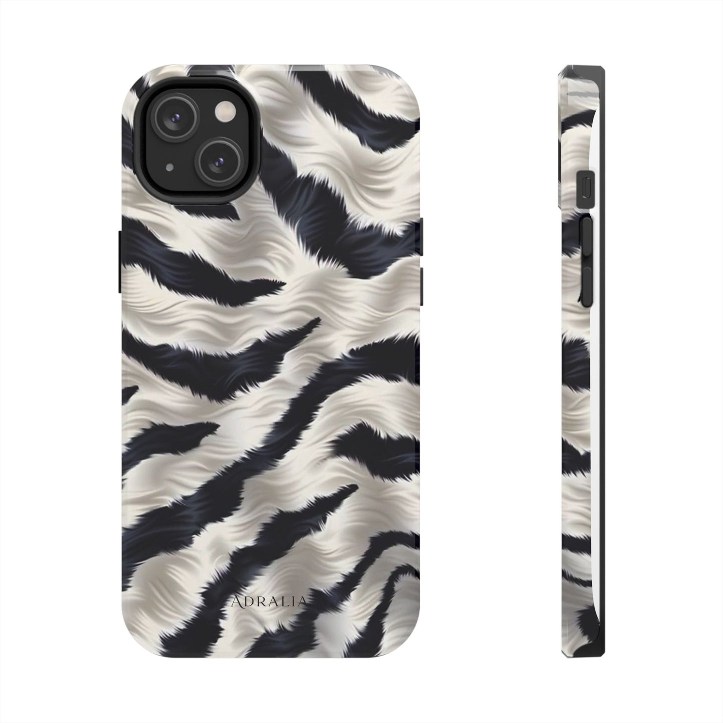 Faux Fur Zebra Tough Phone Case — Black & Ivory Animal Print