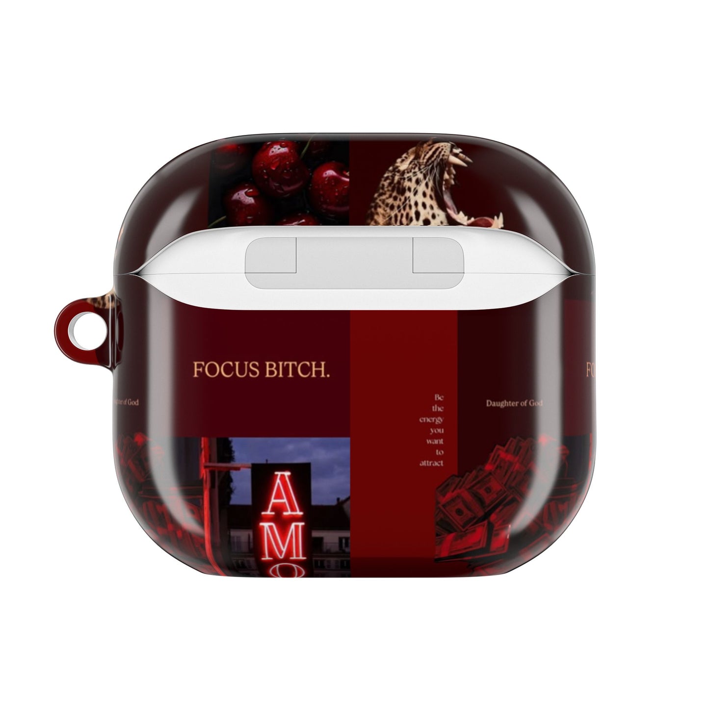 Focus Bitch AirPod Case — Red Leopard Graphic Protective Cover