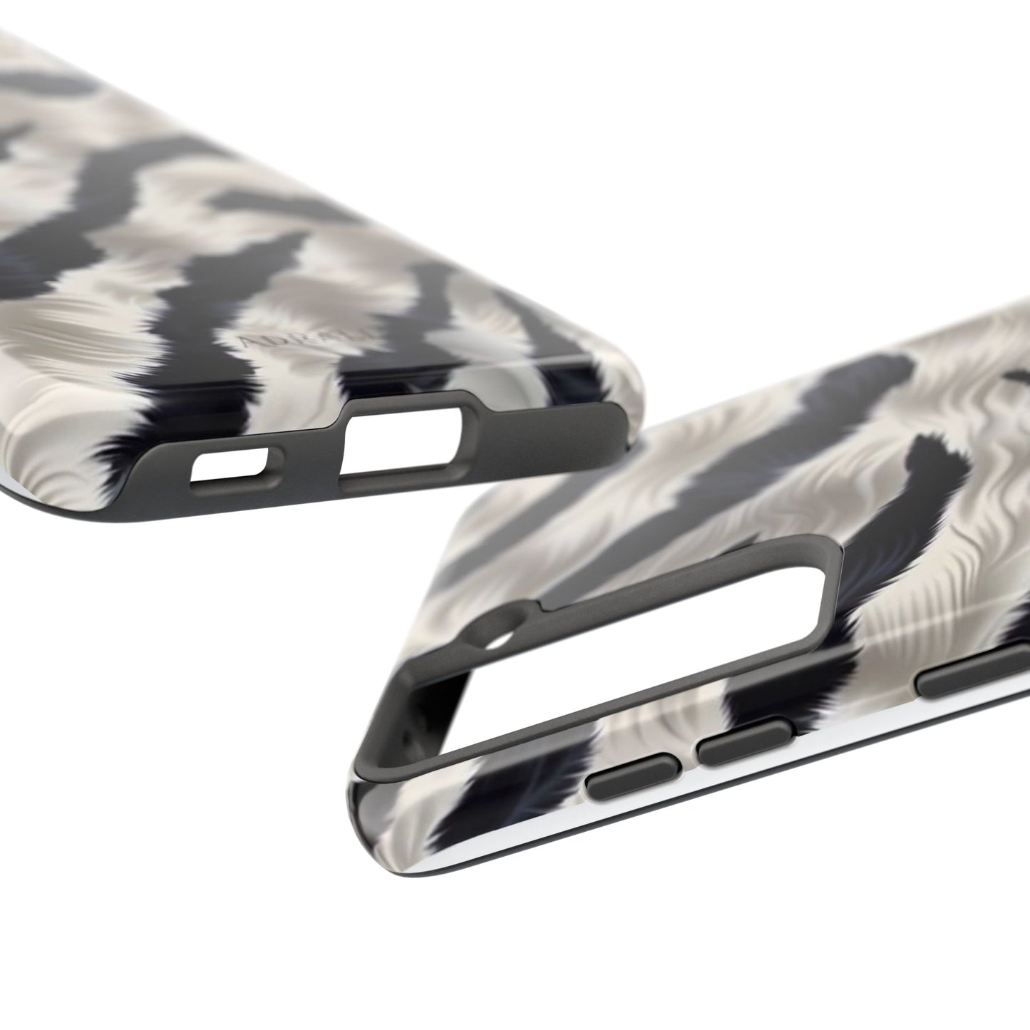 Faux Fur Zebra Tough Phone Case — Black & Ivory Animal Print